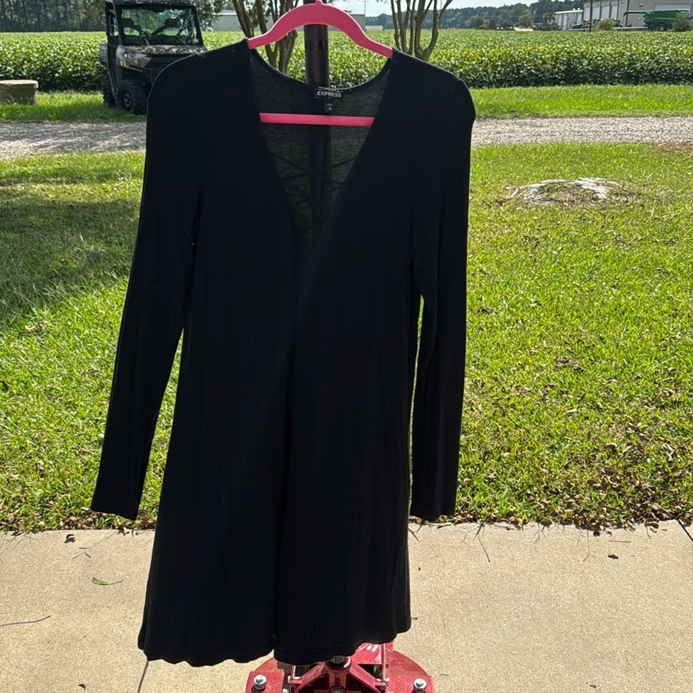 Express Women's Black Cross Front Long Sleeve Dress Size Medium